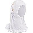 PURFUN Little Girls Lovely Muslim Hijab with Flower Design, Soft One Piece Headscarf Anti-UV Islamic Turban Hijab for 2-6 Yrs