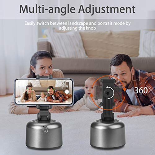 Tracking Holder Auto Face Object Tracking Camera Mount Smart Selfie Stick 360 Rotation Shooting Camera Cell Phone Holder Tripod Stand Selfie Robot Hand-Free for Live Streaming Video Call Vlog (Black)