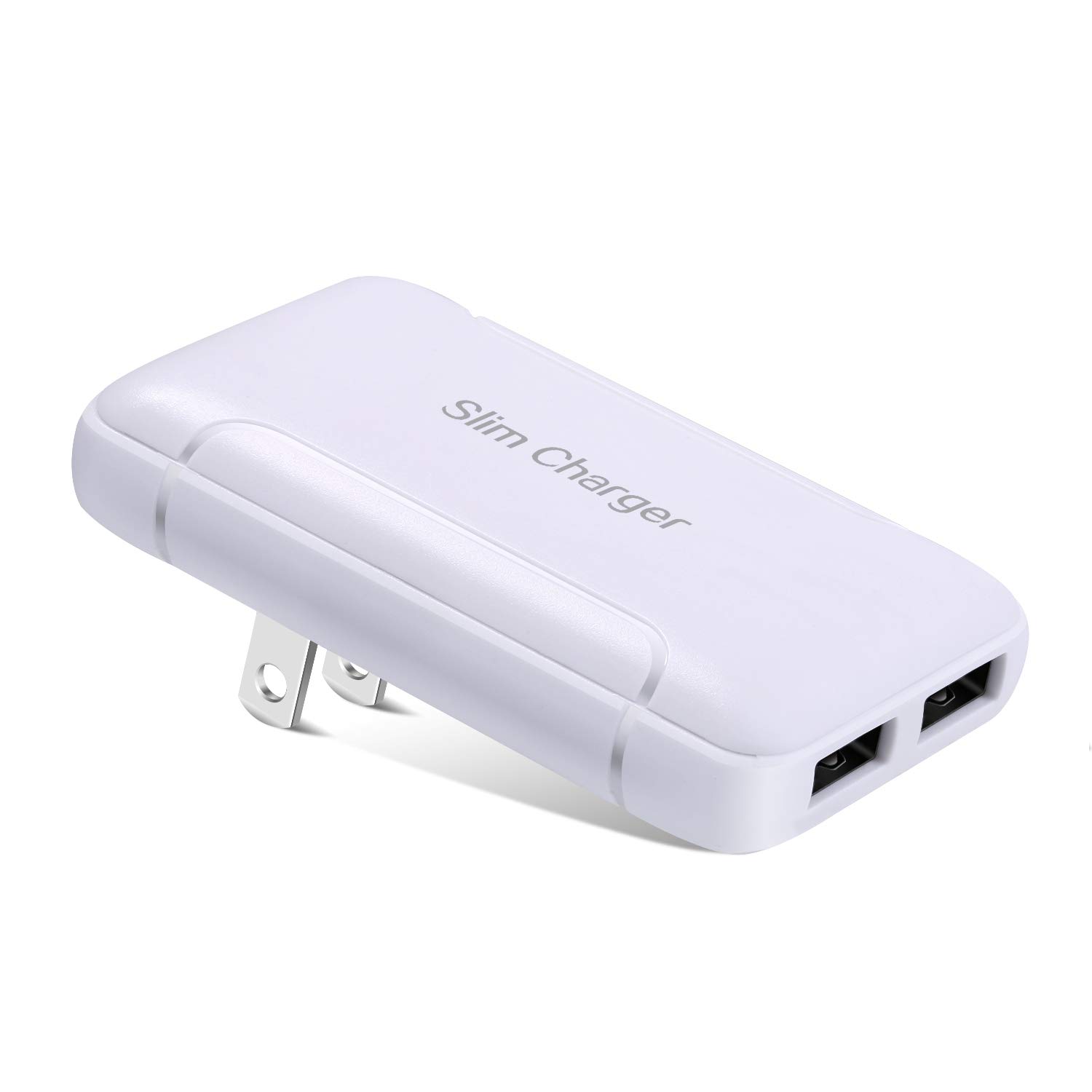 Slim Wall Charger,15W Dual Port Flat USB Wall Plug,2-Port USB-A Foldable Flat Charging Block,Portable Low Profile Power Cube Charger Box for iPhone 16 15 14 13 12 11 Pro Max 6 6S 7 8 Plus,iPad,Samsung
