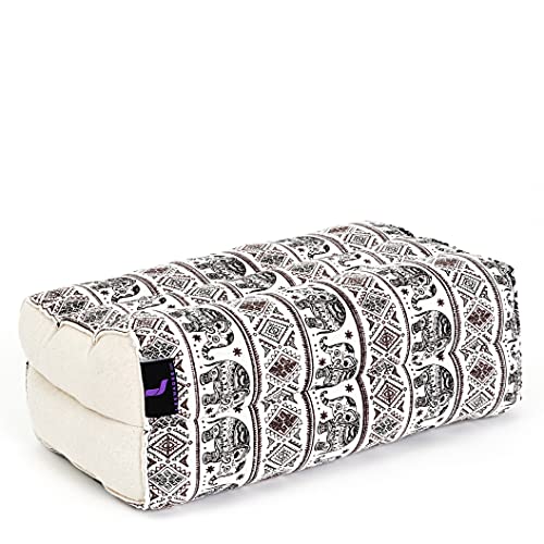 Leewadee Yoga Block - Yoga Block Kapok Handmade Kapok Brick Cushion for Yoga, 35 x 18 x 12 cm, Black White