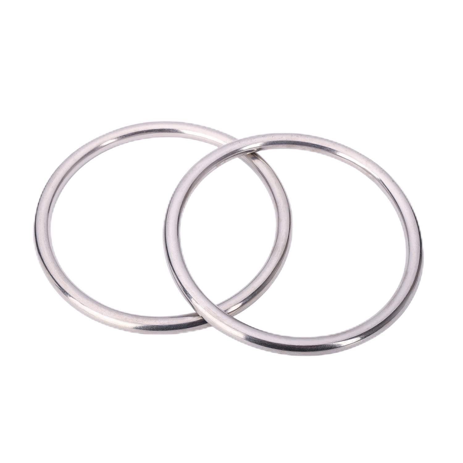 Photo 1 of 2 Pcs Metal O Rings 6 Inch Heavy Duty 304 Stainless Steel Welded O Ring Multi-Purpose O-Ring for Macrame, DIY Crafts, Hardware, Bags, Camping Belt, Dog Leashes, Keychain, Purse.