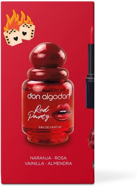 Don Algodón Red Party Eau de Parfum Mujer 100 ml | Perfume Floral con Naranja, Rosa, Vainilla y Almendra | Fragancia Sensual y Duradera