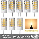 G4 LED Light Bulb 40 Watt Halogen Track Replacement Bulb (5W) 2800K Warm White Bi-pin Base AC/DC 12V Corn Landscape Light Bulbs, Pack of 8