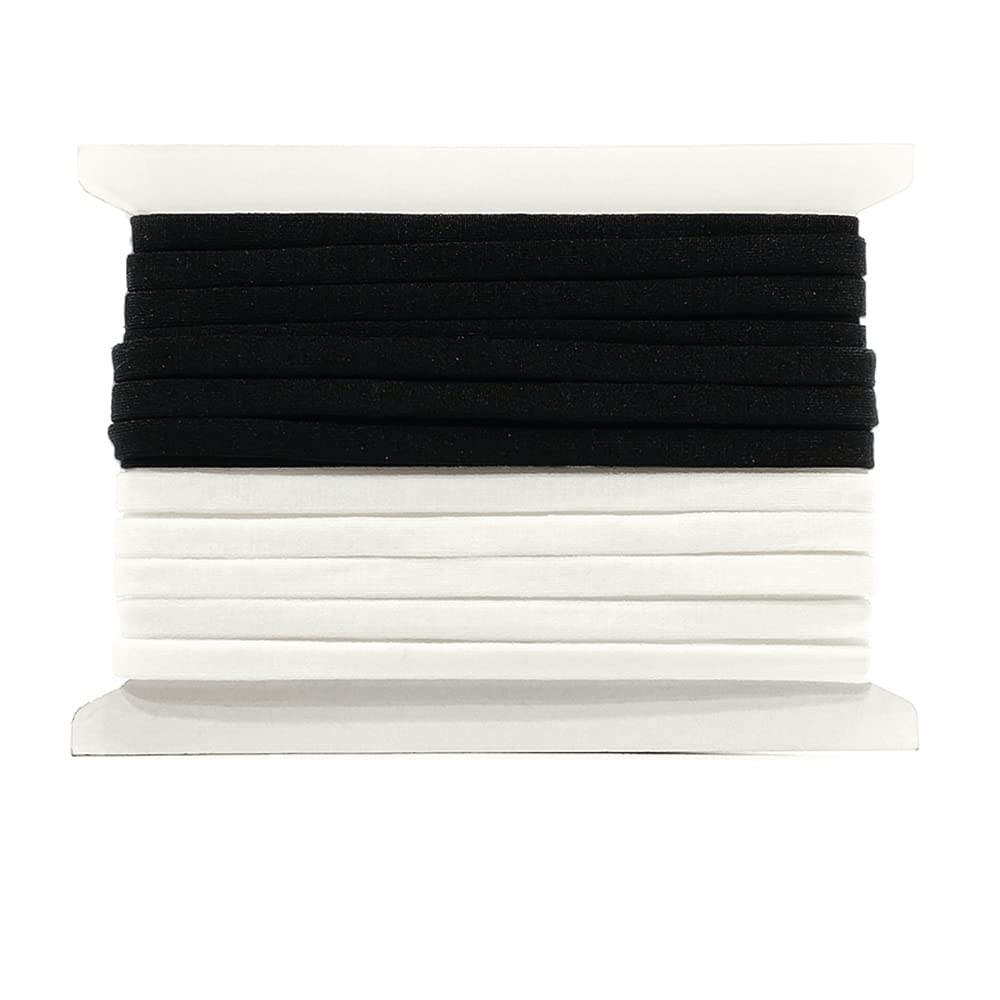 16 Meter Elastic Band for Masks 16m x 5mm (8m White + 8m Black), Elastic Band for Sewing, Thin Elastic Band, Elastic Ribbon for Sewing and Crafts, (16m x 5mm)