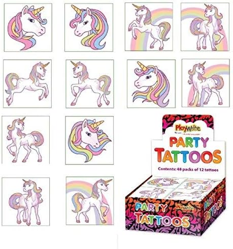 LND Gifts Unicorn Temporary Tattoos (Packs of 12) (1 Pack (12 Tattoos))