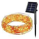 AMIR Solar Powered String Lights, 100 LED Copper Wire Lights, Starry String Lights, Indoor/Outdoor Waterproof Solar Decoration Lights for Gardens, Home, Dancing, Party Decorative Ornaments(Warm White)