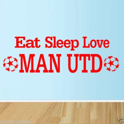 MAN UTD WALL STICKER, eat sleep love wall decal, MANCHESTER football club -Medium -SIZE 90cm x 30cm (36" x 12") -Black
