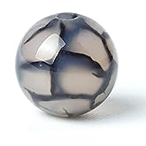 100Pcs Natural Stone 8mm Black Dragon Vein Agate Round Loose Gemstone Energy Healing Beads Hole Size 1mm DIY Smooth Beads for Bracelet Necklace Earrings Jewelry Making