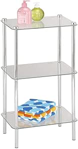 Bakaji - Estantería esquinera con 3 estantes de cristal templado