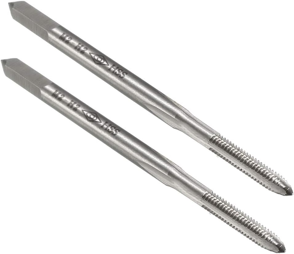 sourcing map Metric Machine Tap M2 H2 High Speed Steel 3 Straight Flutes Screw Tapping Threading Machinist Repair DIY Tool 2pcs