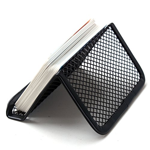 ZICOME Metal Mesh Business Card Holder, Mesh Office Desk Organizer for Name Card, Black, 4 Pack