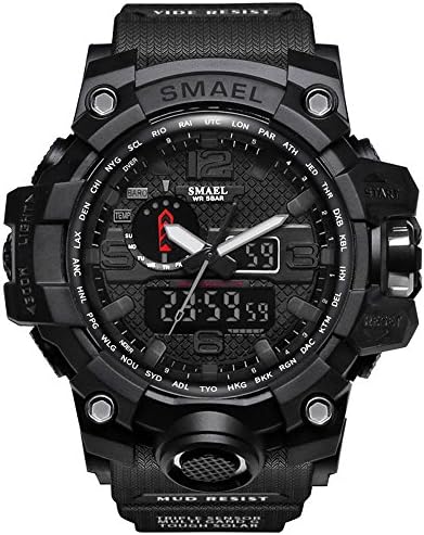 IBANSE Men's Military Sport Digital Waterproof Watch Dual Electronic Quartz Movement Green Band Back Light