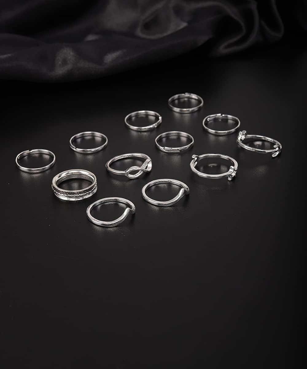 BERYUAN Rings Rings for Women Rings for Teen Girls Silver Rings Womens Rings Cute Rings Stackable Rings Set（12Pcs)(Rings Size 5, 6, 6.5, 6.75, 7, 7.25, 7.5, 8, 8.25): Clothing