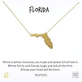 MUSTHAVE Florida 18K Gold Plated Necklace With Message Card, Yellow Gold Color, Anchor Chain, Best Gift Necklace, Size 16 inch + 2 inch Extender, Pendant, Gift Card