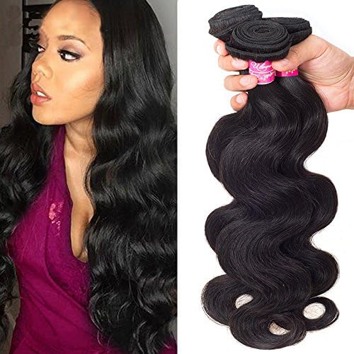 Brazilian Body Wave Virgin Hair 4 Bundles 22 24 26 28 Size,Total:400g Remy Human Hair Weaves 100% Unprocessed Hair Extensions Natural Color (22 24 26 28Inch)