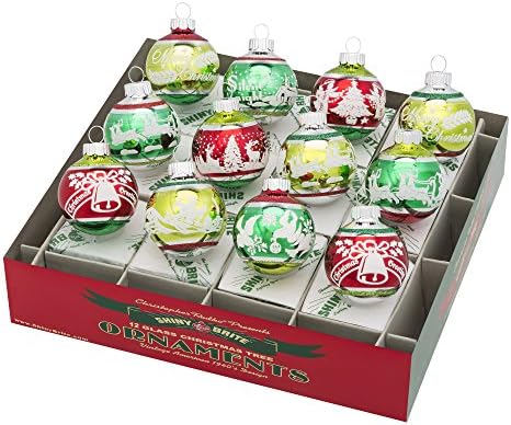 Shiny Brite Holiday Splendor 12-Pc 1.75'' Flocked Ornaments