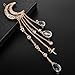 Wensltd Clearance! Moon Crystal Rhinestone Beads Dangle Hairpin Hair Clip Women Bridal Jewelry (A)