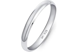 Amberta Women 925 Sterling Silver Wedding Band Ring