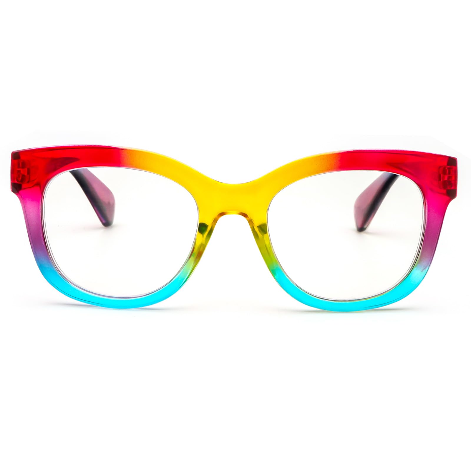 MMOWW Oversized Reading Glasses for Women Blue Light Blocking with Spring Hinge Computer Readers Ladies (Rainbow color, +1.0) — image 1