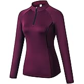 Witkey Women's Workout Shirts UPF 50+ Sun Protection Long Sleeve Golf Shirts Quarter Zip Athletic Tops Women Quick Dry