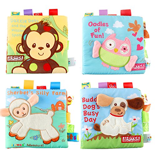 Fabric Baby Cloth Book, Monilon 4 Pack NonToxic Fabric Activity