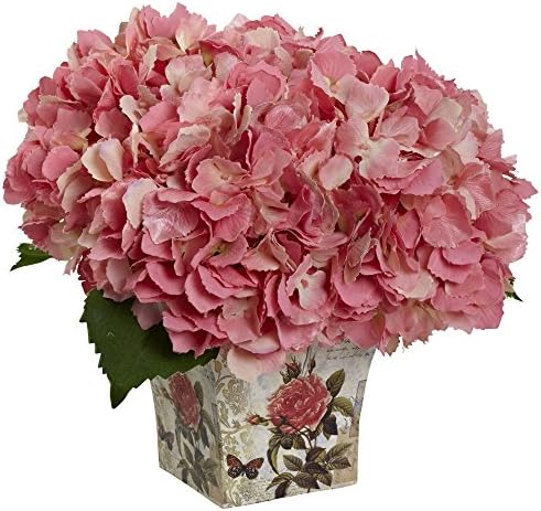 Nearly Natural 1373Pk Hydrangea Silk Arrangement With Floral Planter