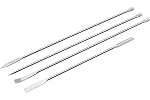 ZZHXSM 1Set of 3 Pcs Scientific Labwares Stainless Steel Double Ended Micro Lab Scoop Spoon Laboratory Equipment Half Rounded and Flat End Spatula Sampler