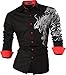 Sportrendy Men Slim Casual Long Sleeves Button Down Dress Shirt JZS041 Black XL