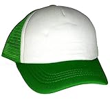 Toddler Kid's Blank Mesh Trucker Hat Cap Snapback (Green / White)