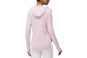 RAMUNRO Women's Rash Guard Long Sleeve UV Sun Protection Shirts with Kangaroo Pocket Hoodie UPF 50+ Lightweight SPF Tops for Hiking