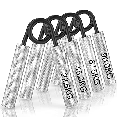ZEAGUS Handtrainer Unterarmtrainer 4Pack, 22.5KG-90KG Metall Fingertrainer, Rutschfester Griffkraft Trainer, Hochbelastbares Handgriff für Muskelaufba