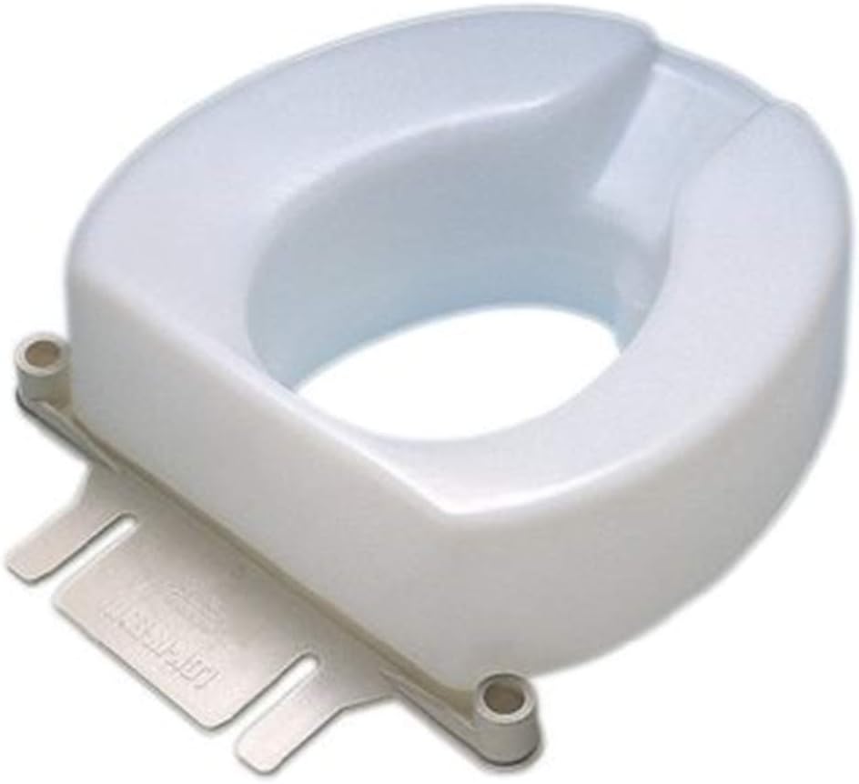 Fabrication Enterprises Raised Toilet seat, Bolt-Down Bracket, White: Health & Personal Care