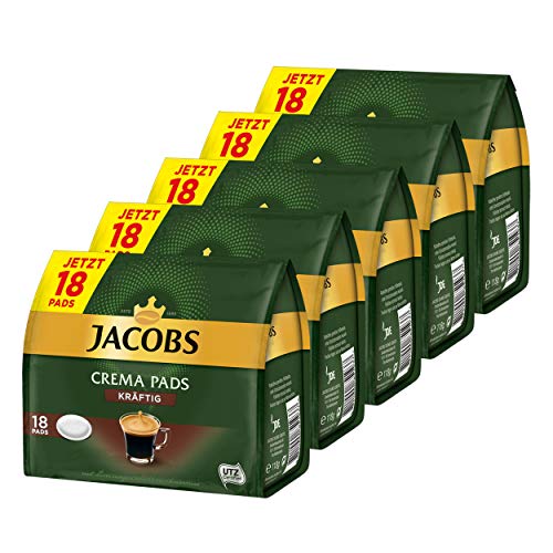 JACOBS Pads Crema kräftig 90 Getränke - 5x18 Kaffeepads Senseo kompatibel