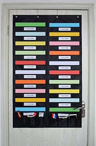 Godery Door Hanging File Organizer/Folder Pocket Chart, 20 Pocket + 6 Tool Pocket Cascading Wall Organizer, Perfect for Home Organizer, School Pocket Chart, Office Bill Filing Wall or Over Door Mount - Thumbnail 6