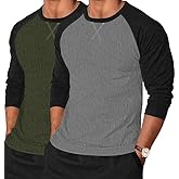 AUSELILY MEN Men's Long Sleeve Shirts T Shirt Cotton Shirt Crewneck Shirts