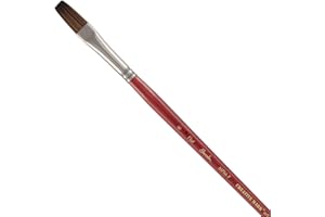 Creative Mark Staccato Artist Paintbrush - Flat Size 6 - Synthetic Long Handled Brushes for Acrylic Paints, Handmade and Full Bodied with Springy Response