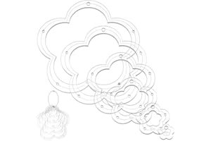 NBEADS 6Pcs Acrylic Quilting Templates Set with Hinged Rings, Cutting Ruler Template Transparent Flower Sewing Guides 0.98x0.98 to 5.91x5.91 for Fabric Marking and Craft Design