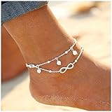 Simsly Anklets Bracelet Beach with Beads Ankle Foot Chain for Women and Girls JL-0154 (Silver)