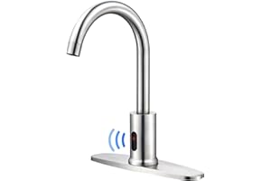 BODQEMR Touchless Bathroom Faucet- Tall Automatic Sensor Bathroom Sink Faucet with Deck Plate, Control Box & Temperature Mixer – Brushed Nickel Finish for & Vanity & Kitchen