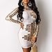 Women’s Long Sleeve Bodycon Wrap Mini Dress, Ladies O-Neck Bronzing Sequins Short Party Dressesthumb 1