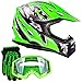 Typhoon Youth Kids Offroad Gear Combo Helmet Gloves Goggles DOT Motocross ATV Dirt Bike MX Motorcycle Green (Small)