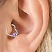 OUFER Body Piercing Jewelry 16 Gauge Clear Heart CZ Left Closure Daith Cartilage Earring Heart Tragus Earrings Piercing (White Purple)