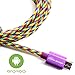 Tera Grand - USB 2.0 A to Micro USB Braided Cable, 6' Rainbow - Micro USB/Micro B Charge and Sync Cord for Android Samsung Nokia Nexus Phones and More Not for iPhone & iPad