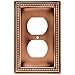 Brainerd 64244 Beaded Single Duplex Outlet Wall Plate / Switch Plate / Cover, Aged Brushed Copper
