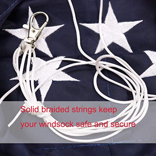 Huouo 40 Inch American US Flag Windsock - Embroidered Stars & Stripes USA Patriotic Decorations - 3.3 Feet United States Wind Socks Includes Hanging Clip