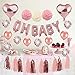 Kwayi Baby Shower Decoration Supplies. Girl Baby Shower Decoration Kit with OH Baby Foil Balloon Rose Gold Confetti Balloon and Cake Topper for Girl Baby Shower Party