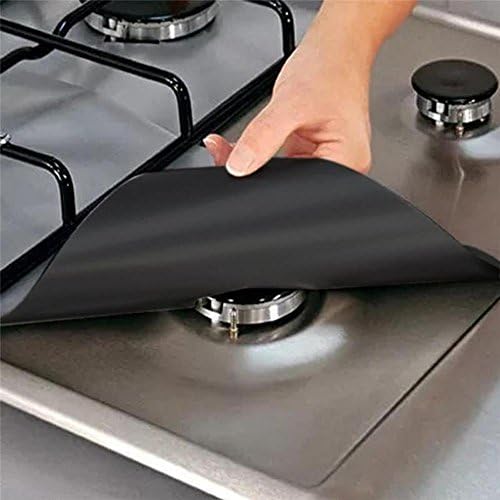 Protector Liner Cover For Cleaning Kitchen accessory silver 4Pcs Reusable Foil Gas Hob Range Stove Top Burner