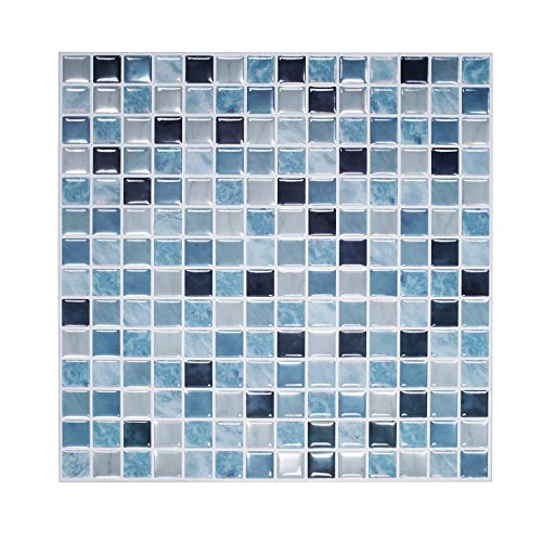 Tic Tac Tiles - 12" x 12" Premium Anti Mold Peel and Stick Wall Tile in Square Sea Breeze (10 Sheets)