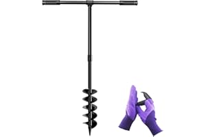 LONGRUN Hand Drill Auger Post Hole Digger, Manual Garden Hole Digging Drill Bit for Planting, Spiral Drill Planter for Bulb, Flower, Tree, Seedlings, Bedding Plants, Umbrella, Fence Holes-4"x 38"