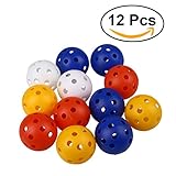 TOYMYTOY 12pcs Perforated Plastic Play Balls Hollow Golf Practice Training Sports Balls (Mixed Colors)